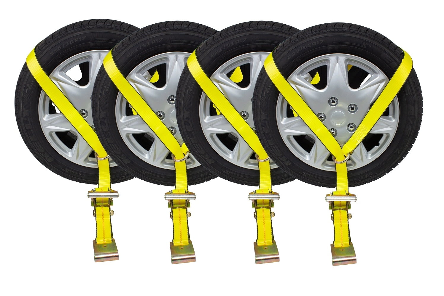 Lasso Auto Wheel Tire Net Car Tie Down Straps w//Flat Hooks 4 Pack for Trailers