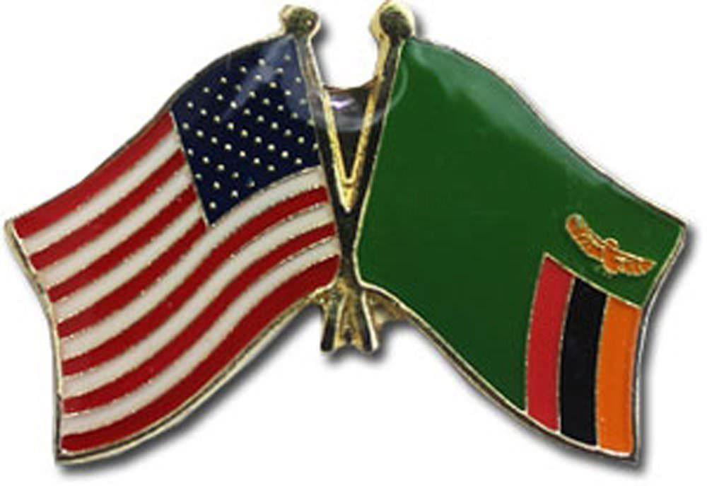 USA American Zambia Friendship Flag Bike Motorcycle Hat Cap lapel Pin 