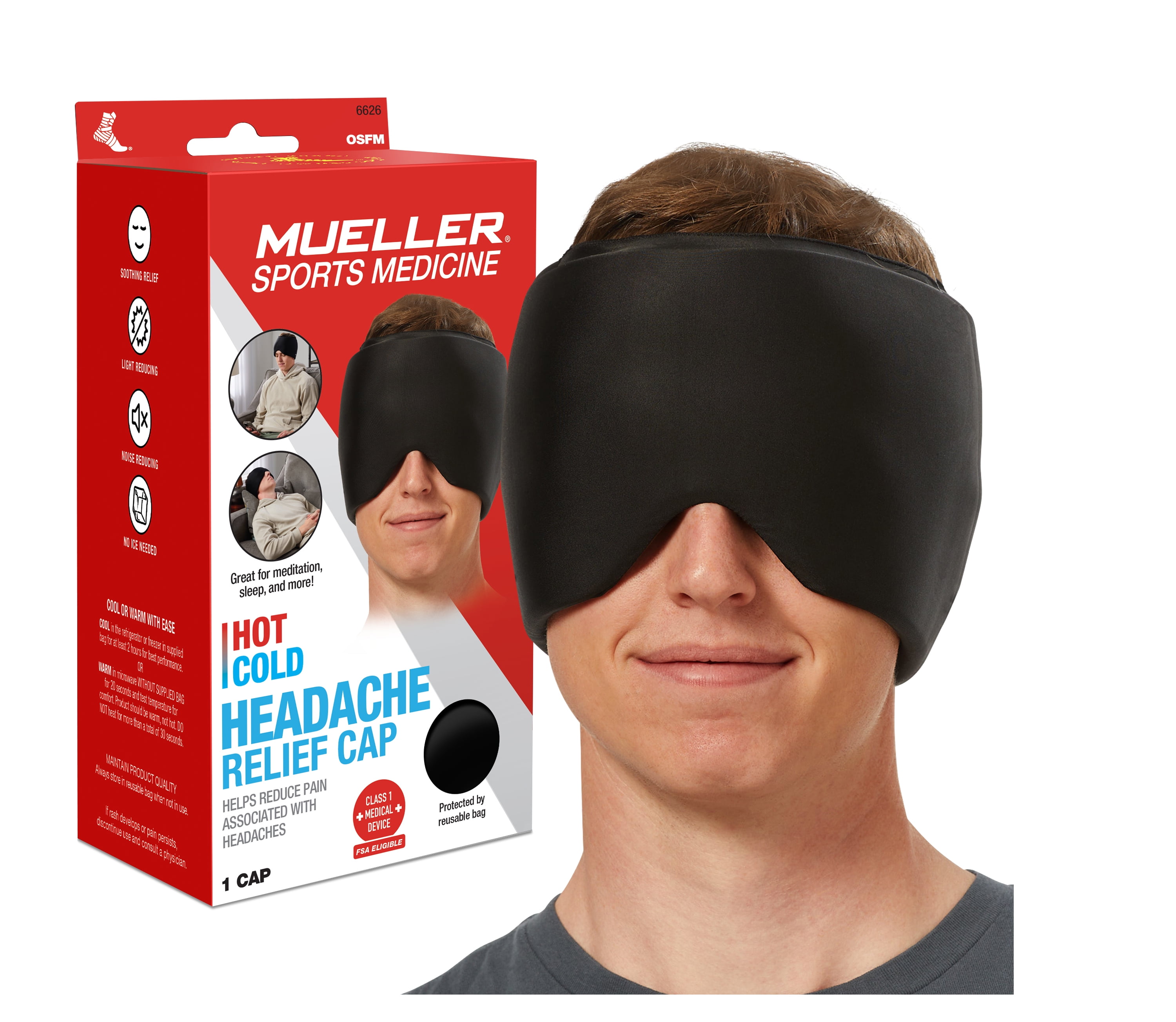 (2 pack) Mueller Hot/Cold Headache Relief Cap, OSFM, Black
