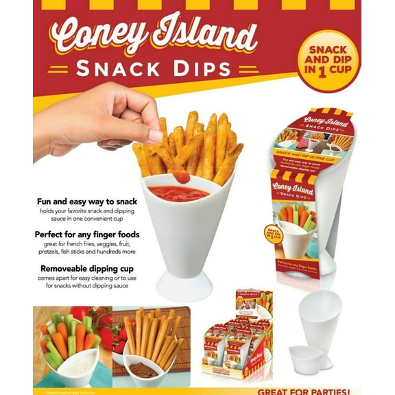 Coney Island Snack Dips - Set of 2 - Snack and Dip in One Cup - Tailgate, picnic, party, snack time