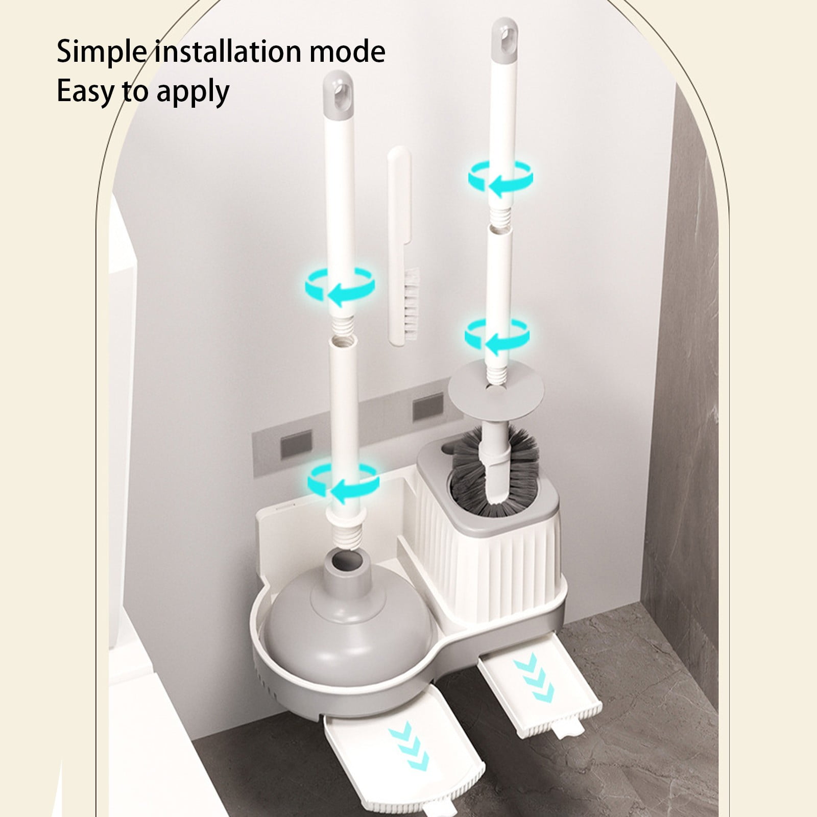 LACKUST Bathroom Products Compact Toilet Bowl Brush Clearance,3-in-1 Wall Hanging Toilet Cleaning Brush Set for Bathroom,white