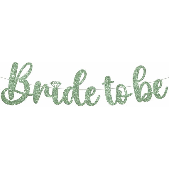 Sage Green Glitter Bride To Be Banner - 10 Feet, No DIY