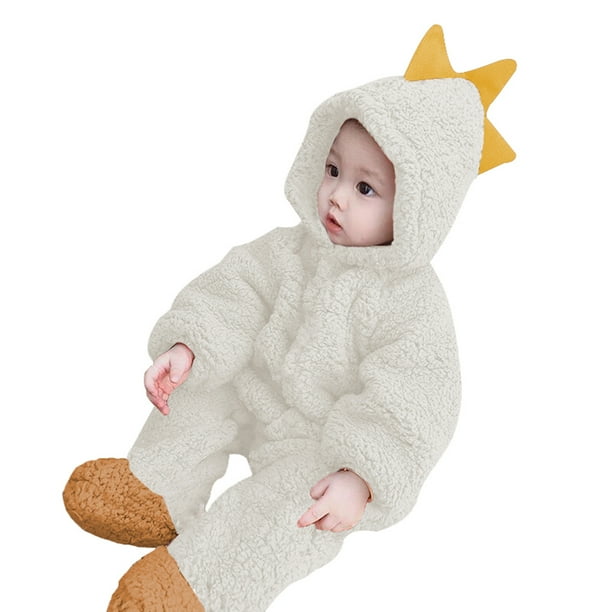 Mamelucos con capucha de animales para bebés Niños pequeños de una pieza Otoño Invierno Coral Fleece