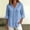 Blue, variant on Womens Tops 3/4 Sleeve V Neck Cotton and Linen Spring Fall Casual Button Up Crop Blouses Sexy Lapel Tops with Pocket Blue,S