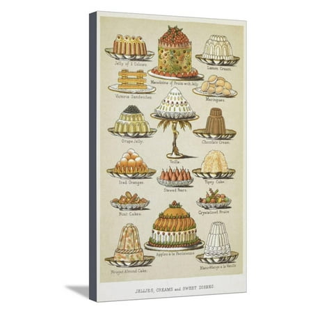 Isabella Cream - Jellies, Creams and Sweet Dishes Stretched Canvas Print Wall Art By Isabella Beeton