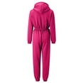 thumbnail image 5 of haxmnou womens outerwear jumpsuits zip-up hoodie slim waist drawstring jumpsuit romper onesies long sleeve bodysuits tracksuit sweatshirt one piece hot pink s, 5 of 6