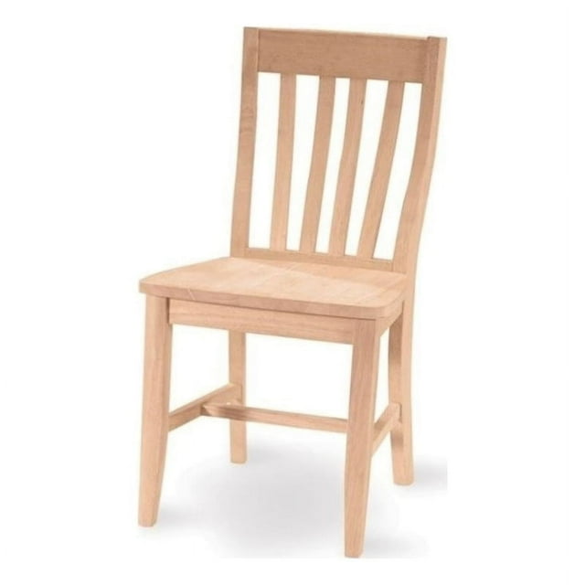 International Concepts Solid Wood Cafe Dining Chairs in Unfinished - Set of 2