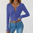 thumbnail image 2 of JGNGSHN Women's 2025 Spring Fall Long Sleeve Button Shirts, Henley Slim Fit Ribbed Knit Casual Tops, Trendy Blouses, 2 of 7