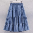 thumbnail image 2 of Edvintorg Girls Denim Skirt Ruffle Hem Elastic Waisted Loose Fit Casual Midi Jean Skirts Teen Clothes for Girls Size 4-15, 2 of 8