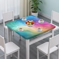 thumbnail image 3 of Colorful Wave Pattern Square Fitted Tablecloth with Elastic Edge,Square Table Cover,Washable Elastic Table Cover for Home Kitchen Party Decor 36"x36", 3 of 6