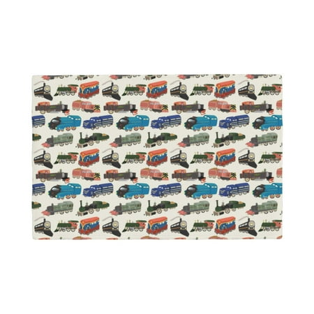 

Table Placemats Set of 4 - Train 12x18 In Faux Linen Double Heat Resistant Place Mats Cloth Indoor/Outdoor Placemats Washable Table Mats for Dining Kitchen Party