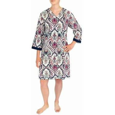 Miss Elaine Women's Short Snap Bathrobe Multi-Color Medallion S