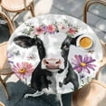 thumbnail image 3 of Farmhouse Cattle with Flowers Round Fitted Table Cover Butterfly Wildflowers Animal Waterproof Table Cloth with Elastic Edge Wipeable Tablecloth for Picnic Camping Party Fits 45"-54" Diameter, 3 of 8