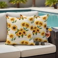 thumbnail image 4 of Sunflowers Outdoor Pillow Covers Pack of 2 Retro Country Yellow Floral Green Leaves Newspaper Texture Waterproof Throw Pillow Covers Decorative Cushion Cases for Patio Garden Tent Balcony 16x16 inch, 4 of 9