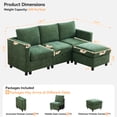 thumbnail image 4 of L Shaped Couch Set for Living Room, 4 Seat Storage Modular Sofa with Movable Ottoman, Chenille Dark Green, 4 of 7