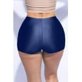 thumbnail image 2 of Shiny Shorts High Waist Hotpants Stretch Lightweight Comfy Short Length Neon Dance Shorts Wet Look Disco Party Rave Navy 2X, 2 of 4