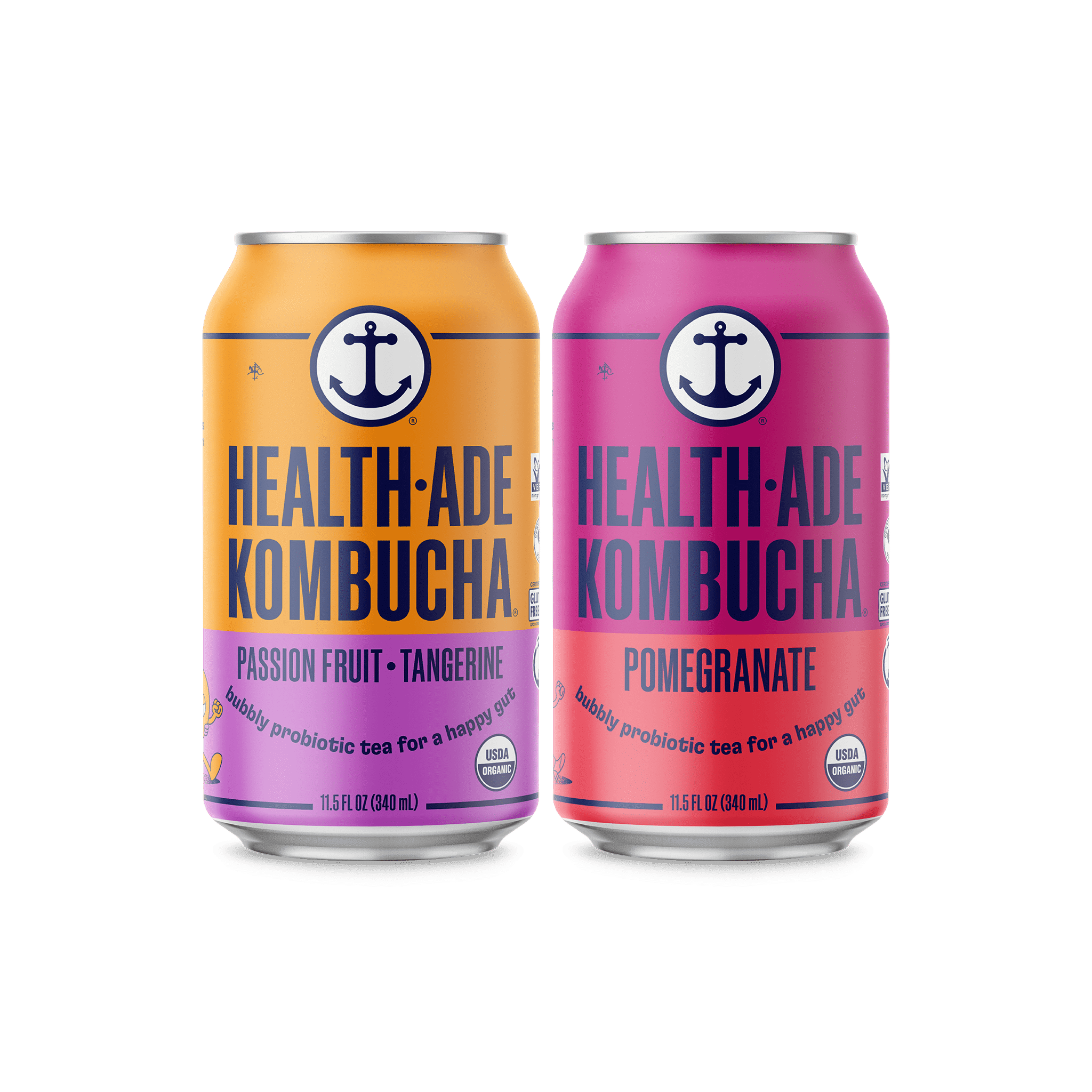 HealthAde Canned Kombucha, Bubbly Besties Variety Pack, 11.5 fl oz, 12