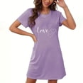 thumbnail image 3 of Chemise de Nuit Courte Surdimensionnée pour Femme, Vêtement de Nuit Grande Taille avec Imprimé sur la Poitrine, Nuisette à Manches Courtes et Col Rond pour l'Été, Robe de Détente Décontractée pour la Détente à la Maison, 3 of 7