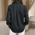 thumbnail image 5 of WULMLEO Women's Classic Dual Pocket Roll Tab Sleeve Denim Button Down Shirt, Relaxed Loose Fit Lightweight Chambray Casual Layering Tops Black L, 5 of 5