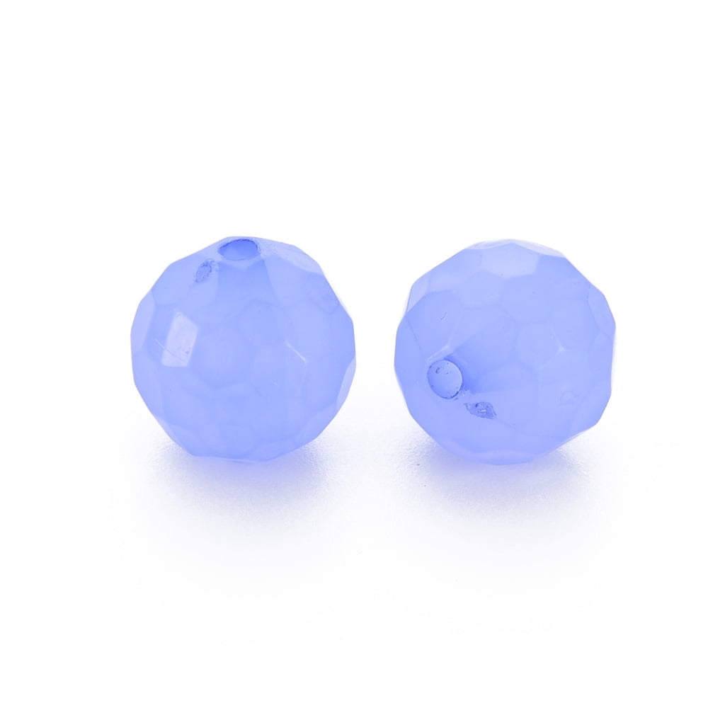 Imitation Jelly Acrylic Beads Faceted Round Medium Slate Blue 12x11.5mm Hole: 1.8mm 560pcs/500g