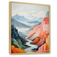 thumbnail image 2 of Designart "De Stijl-Inspired Landscape Of Mountains" Landscape Mountains Floater Framed Wall Art Living Room, 2 of 5