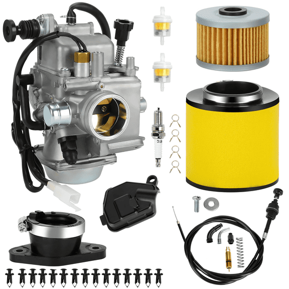 TRX350 Carburetor Kit Compatible with Rancher 350 2000-2006 TRX350TM TRX350TE TRX350ES TRX350FE Fourtrax 300 Foreman ATV 4 Wheeler Replacement Parts with Oil Air Filter (Male Plug)