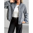 thumbnail image 4 of Womens Short Faux Fur Shearling Jacket Fall Winter Full Zip with Pockets Coats with Pocket Gray S, 4 of 8