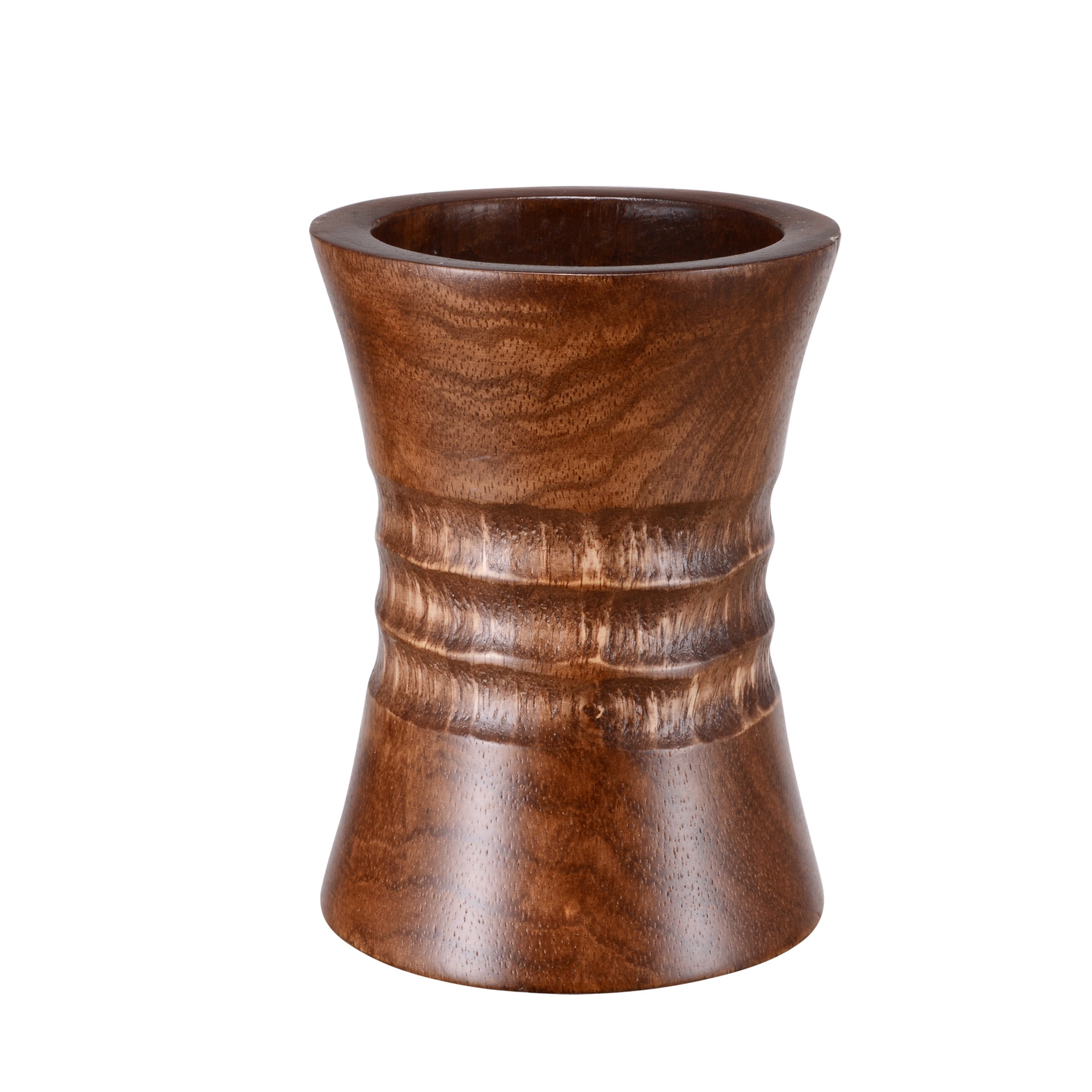 Villacera Handmade 6" Tall Mango Wood Decorative Brown Pillar Candle Holder | Rustic Hand Carve Design | Eco-Friendly and Sustainable Wood