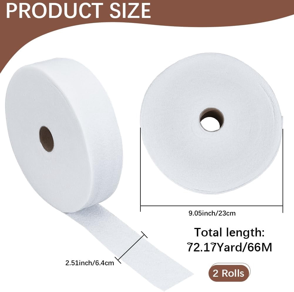 2 Rolls Jellyroll Strips Fabric Jelly Roll Batting Strip 2.5 Inch x 36 Yard White Cloth Upholstery Punched Cotton Blend Quilt Rug Strips for Throw Quilts Needle DIY Sewing Crafts White