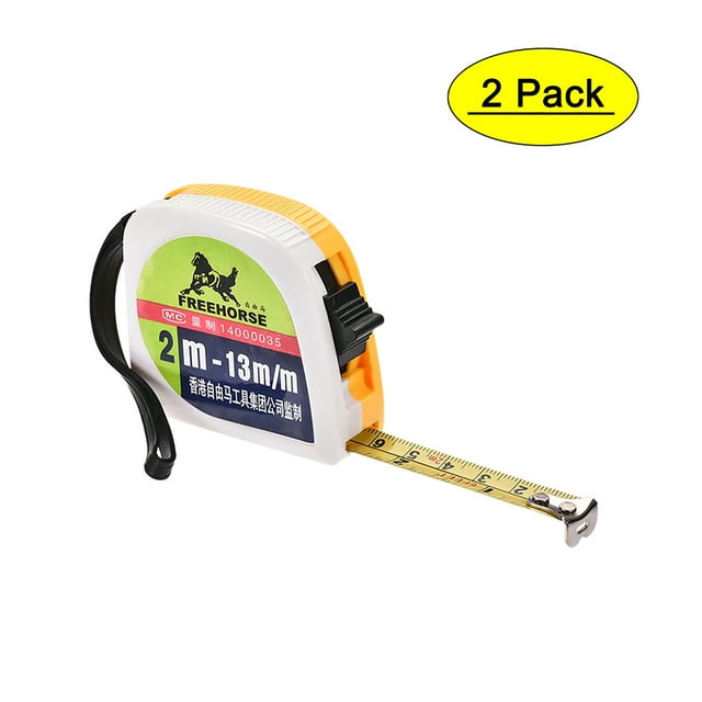 Cinta Métrica Retráctil Uxcell Métrica Plástica Redonda 6 Pies de Longitud 12mm de Ancho Amarillo 2pcs