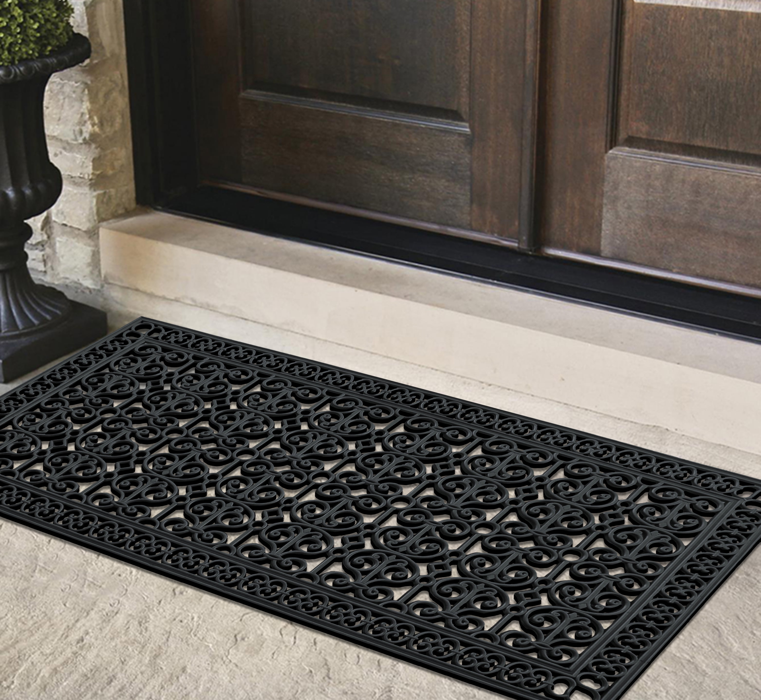 A1HC 34lb Heavy Duty Rubber Doormat 36"x72" - Won't Blow Away, Outdoor Front Door Mat, Mud Dirt Scraper, Non-Slip Drainage Mat for Entryway Patio Garage