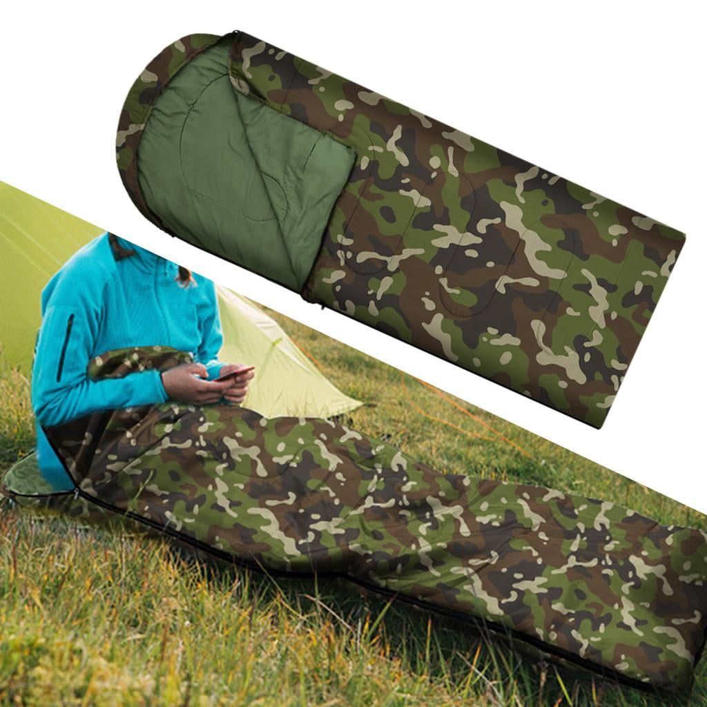 Axioma Portable Single Envelope Sleeping Bag with Zip Compact Warm Polyester Comfortable Green for Camping Hiking Winter Adult Indoor Backpacking