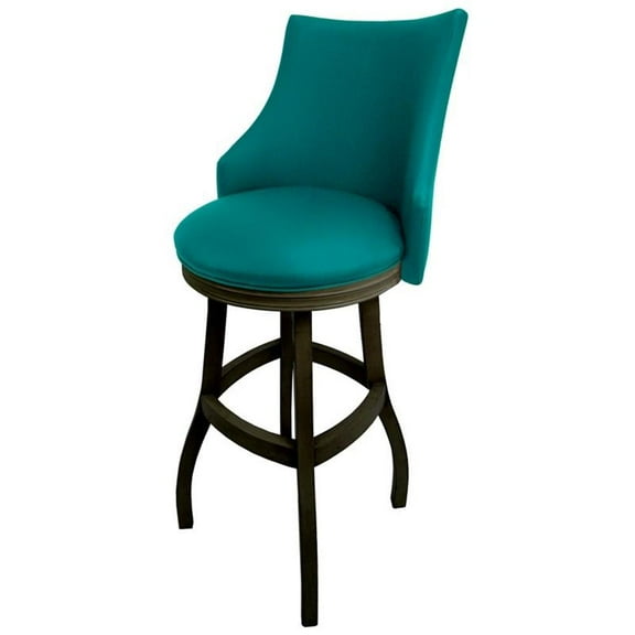 Tobias Designs 34" Wood Extra Tall Bar Stool in Teal Blue/ Shadow