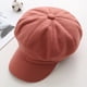 thumbnail image 4 of Sombrero octogonal de mujer a juego para otoño e invierno, sombrero octogonal de lana suave retro de color sólido de estilo coreano para mujer, 4 of 6
