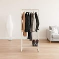 thumbnail image 2 of IRIS Clothing Rack, Small Clothes Rack with Wood Shelf, Freestanding Clothing Rack, Easy to Assemble Small Garment Rack, Standing Metal Sturdy Clothing Rack, Small Space Storage Solution, Wh, 2 of 2