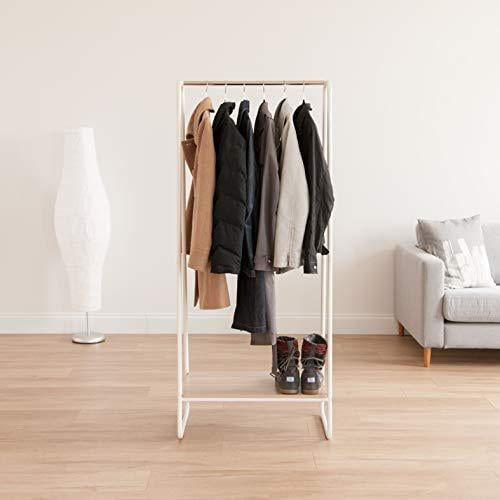 IRIS Clothing Rack Small Clothes Rack with Wood Shelf Freestanding Clothing Rack Easy to Assemble Small Garment Rack Standing Metal Sturdy Clothing Rack Small Space Storage Solution Wh Walmart