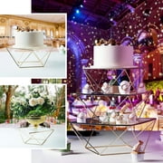 Efavormart Gold Metal Geometric Cake Stand Display Centerpiece Pedestal Riser with Square Glass Top - 14