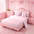 thumbnail image 3 of Manfei Letter A Initial 7-Piece Twin Bedding Sets For Kids,Pink Plaid Bow Bedding Comforter Set For Girls,Pink Reversible, 3 of 7