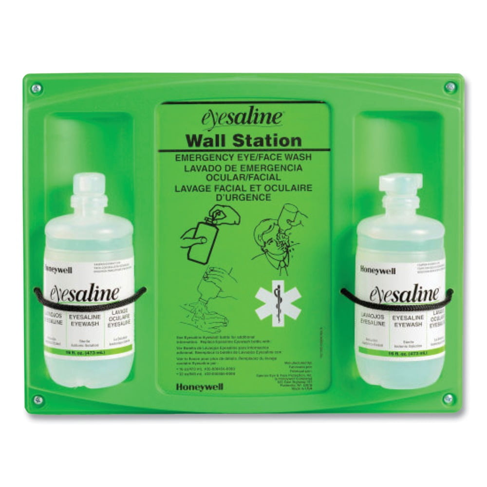 Fend-all 16 Ounce Double Bottle Eyesaline Sterile Eye Wash Wall Station