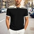 thumbnail image 2 of Mens Polo Shirts Summer Sports Casual Short Sleeve Color Block Button Collared Business Shirts for Men, 2 of 6