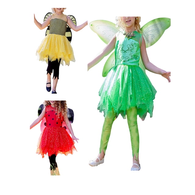Girls Fairy Wings + Tutu Set Green Instant Disguises Female Halloween Costume main image 1