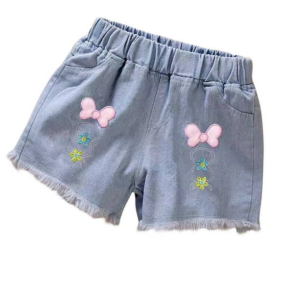 ZyeKqe Toddler Baby Girls Denim Shorts High Wasited Jeans Shorts Rawed Hem Casual Summer Shorts