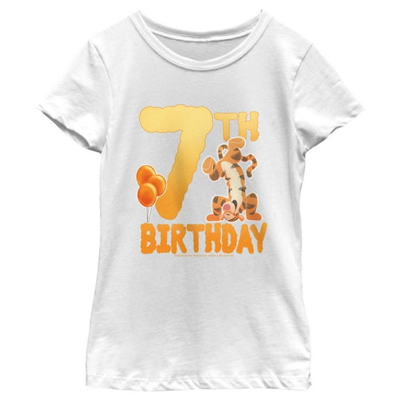 Girl's Winnie the Pooh Tigger 7th Birthday Graphic Tee White X Large