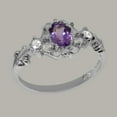thumbnail image 3 of LBG British Made 18k White Gold Natural Amethyst & Cubic Zirconia Womens Anniversary Ring - 33 size options - Size 6.25, 3 of 8