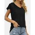 thumbnail image 6 of Womens Causual V Neck Short Sleeve Shirts Loose Tops Office Business Casual Blouses Dressy Shirts, 6 of 6