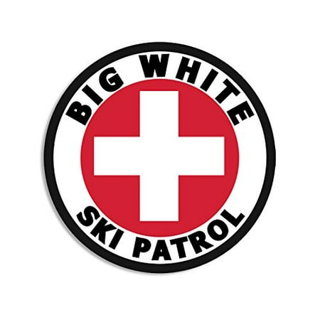Bc Sticker - Round BIG WHITE SKI PATROL Sticker (bc british columbia snow)