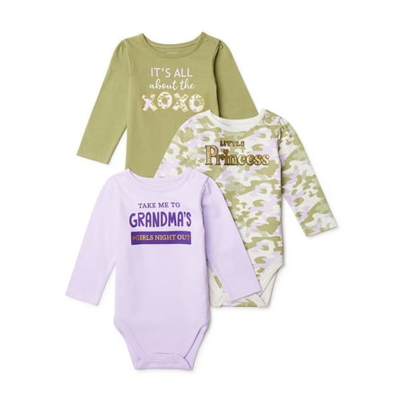 

Garanimals Baby Girl Long Sleeve Bodysuit 3-Pack Sizes 0/3M-24M