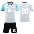thumbnail image 1 of Custom Football Kit Set for Adult and Child, Name Number Team Logo DIY Family Match Personalized Jersey Shirt Shorts Set, Dad and Son Matching Outfits Light Blue XXXXL, 1 of 6