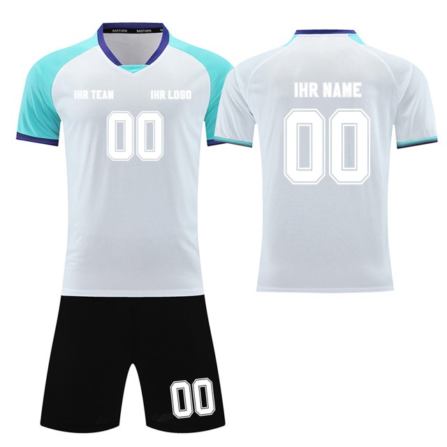 Custom Football Kit Set for Adult and Child, Name Number Team Logo DIY Family Match Personalized Jersey Shirt Shorts Set, Dad and Son Matching Outfits Light Blue XXXXL