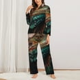 thumbnail image 2 of Honeii Realistic Colorful Chameleon print Women's Pajama Sets Long Sleeve Button Down Sleepwear Nightwear Soft Pjs Lounge Sets-Medium, 2 of 7